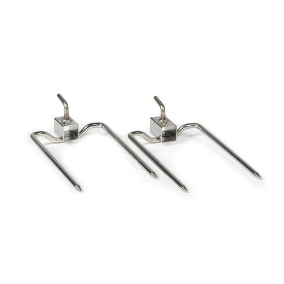 Ash & Ember Pair Dual Prong BBQ Rotisserie Forks Fit 7/8" Square Rotisserie Spit Rod, Stainless Steel Tapered Prongs For Easy Insertion