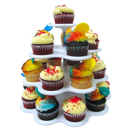 Imperial 4 Tier Plastic Cupcake / Dessert Stand - Up to 24 Cupcake Holder Stand White, 4 Tier Cupcake Stand; Perfect For Any Celebration By Imperial Home Ship from