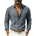 thumbnail image 4 of Aimik Men's Textured Knit Button Down Shirt Slim Fit Long Sleeve Turndown Collar Casual Shirt for Smart Casual Outfits, 4 of 6