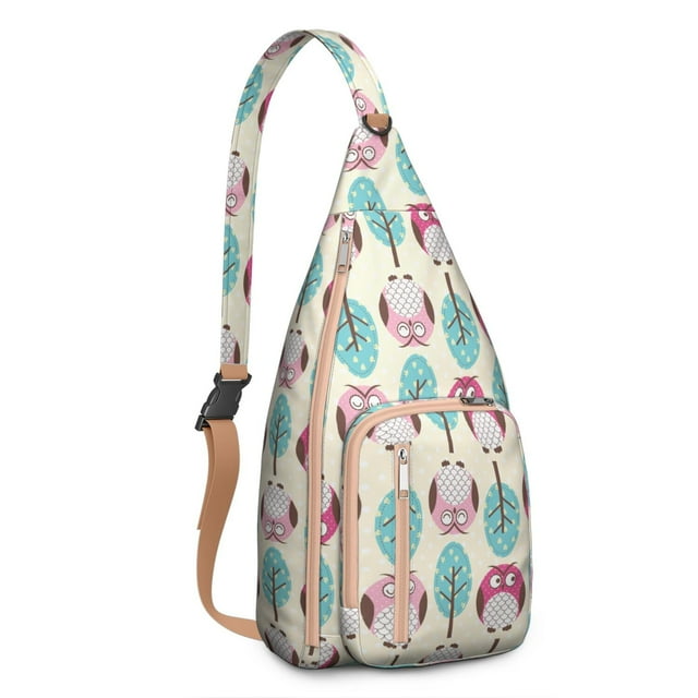 Owl Pattern Travel Sling Bag - Fashionable Crossbody Backpack with USB Charging Port, Perfect for Tech Essentials