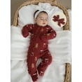 thumbnail image 6 of Spewahor Infant Baby Girl Christmas Fall Romper 0 3 6 12 18 Months Long Sleeve O Neck Candy Cane/Gingerbread Print Jumpsuit with Headband, 6 of 9