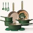 thumbnail image 1 of Juego de utensilios de cocina CAROTE, 18 piezas, antiadherentes, listos para inducción, color verde, 1 of 8