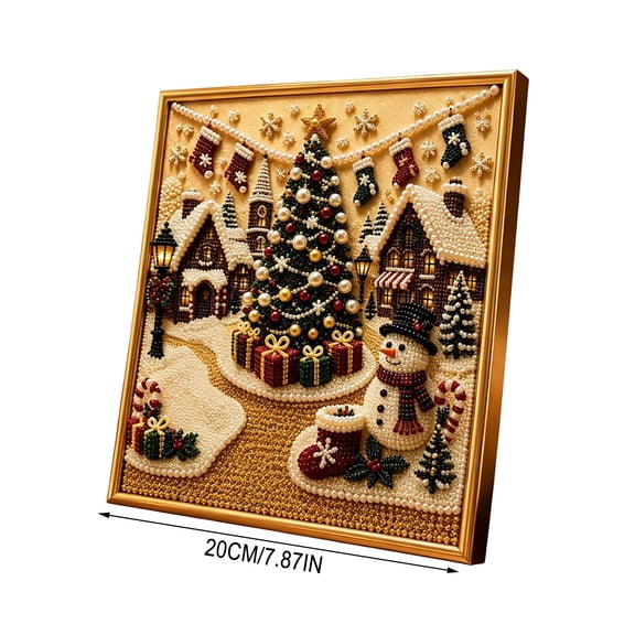 Christmas Train Diamond Pearl Painting Kit with Frame DIY Craft 7.87" Christmas 3D pearl art kit with pre-framed canvas. Self-adhesive, all tools included. Festive wall decor!