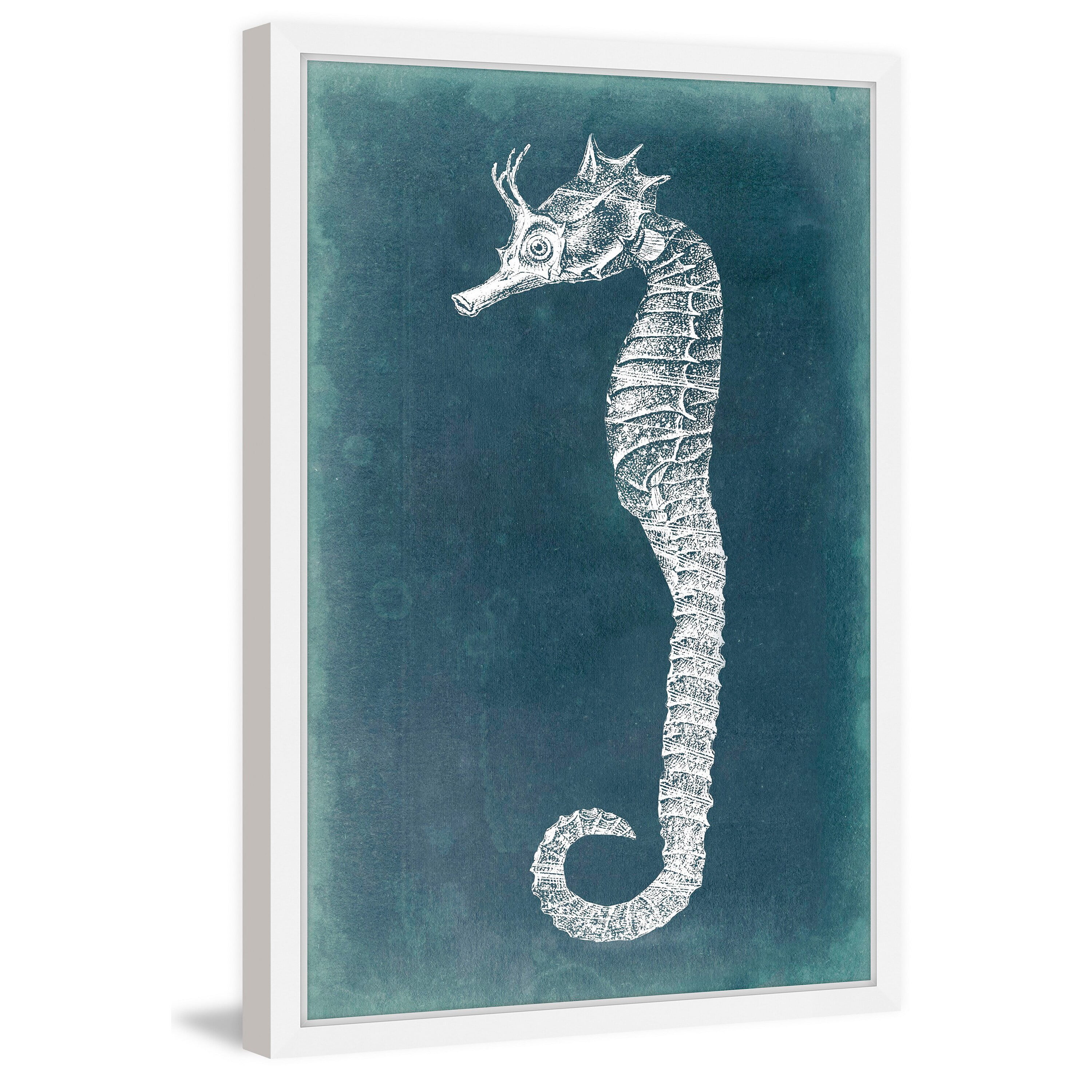 "Azure Seahorse I" Framed Painting Print