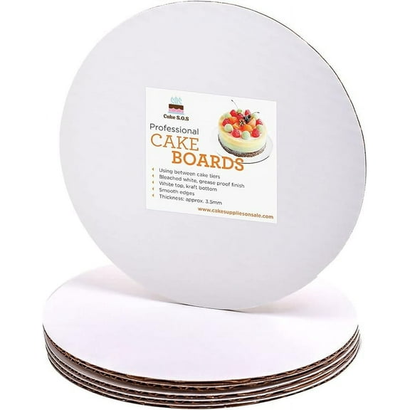 6" White Round Coated Cakeboard, Waxed Greaseproof, Disposable Cakeboard, 6 ct.