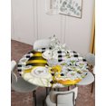 thumbnail image 2 of Fitted Round Tablecloths Table Covers 55-60in,Gnome with Daisy Flower Honey Bee Waterproof Elastic Edged Table Cloth for Kitchen Dining Holiday Party Tables Decor,Black and White Lattice Linen, 2 of 6