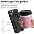 thumbnail image 6 of Phone Case for iPhone 14 6.1 inch Wallet Cover with Screen Protector and Wrist Strap Lanyard RFID Credit Card Holder Ring Stand Cell Accessories iPhone14 5G i i-Phone i14 iPhone14case Women Men Black, 6 of 13