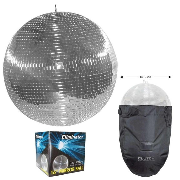 Eliminator Lighting EM16 16" Mirror Disco Ball with Protective Bag Package