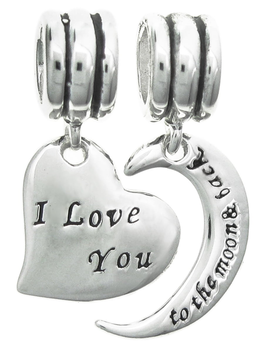 I Love You to The Moon and Back Dangle Bead Fits European Charms