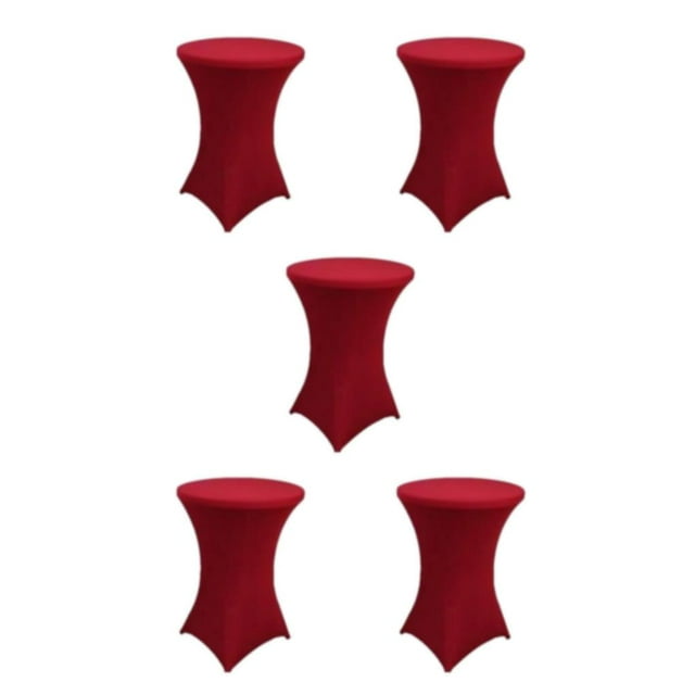 relayinert Ensemble de Table Cocktail Élastique Polyvalent Adapté à Toute Occasion Hôtel Mariage Fête Housse de Table Rouge 5Set