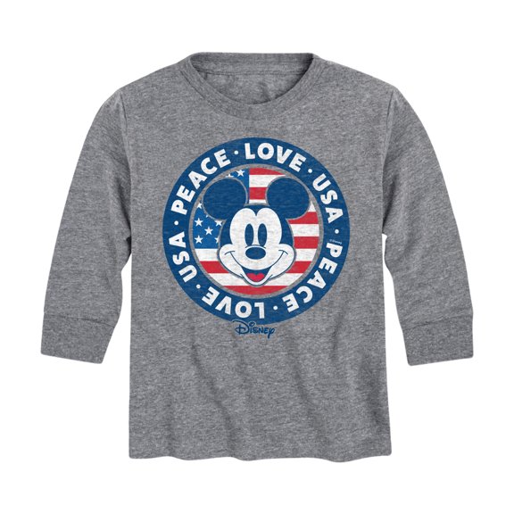 Disney - Americana - Mickey Peace Love USA - Toddler And Youth Long Sleeve Graphic T-Shirt