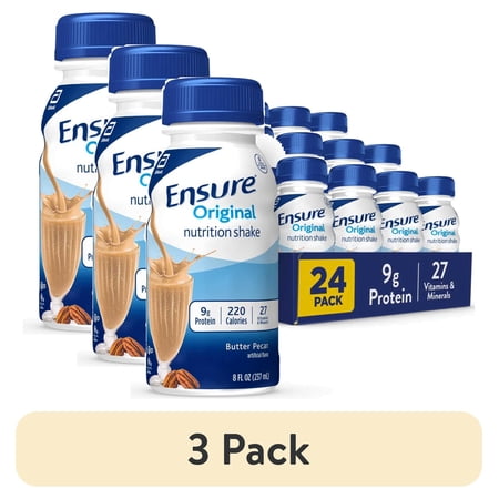 (3 pack) Ensure Original Nutrition Shake, 9g Protein, Butter Pecan, 8 fl oz - 24 Pack