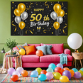 thumbnail image 6 of Happy 50th Birthday Banner with Golden Silver Balloons Stars Backdrop Party Decoration for Birthday Party Photography Props Home Decorations, 6 of 7