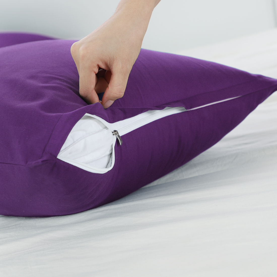 Unique Bargains Pillowcases 2-Piece Egyptian Cotton Pillow Cover Dark Purple Standard