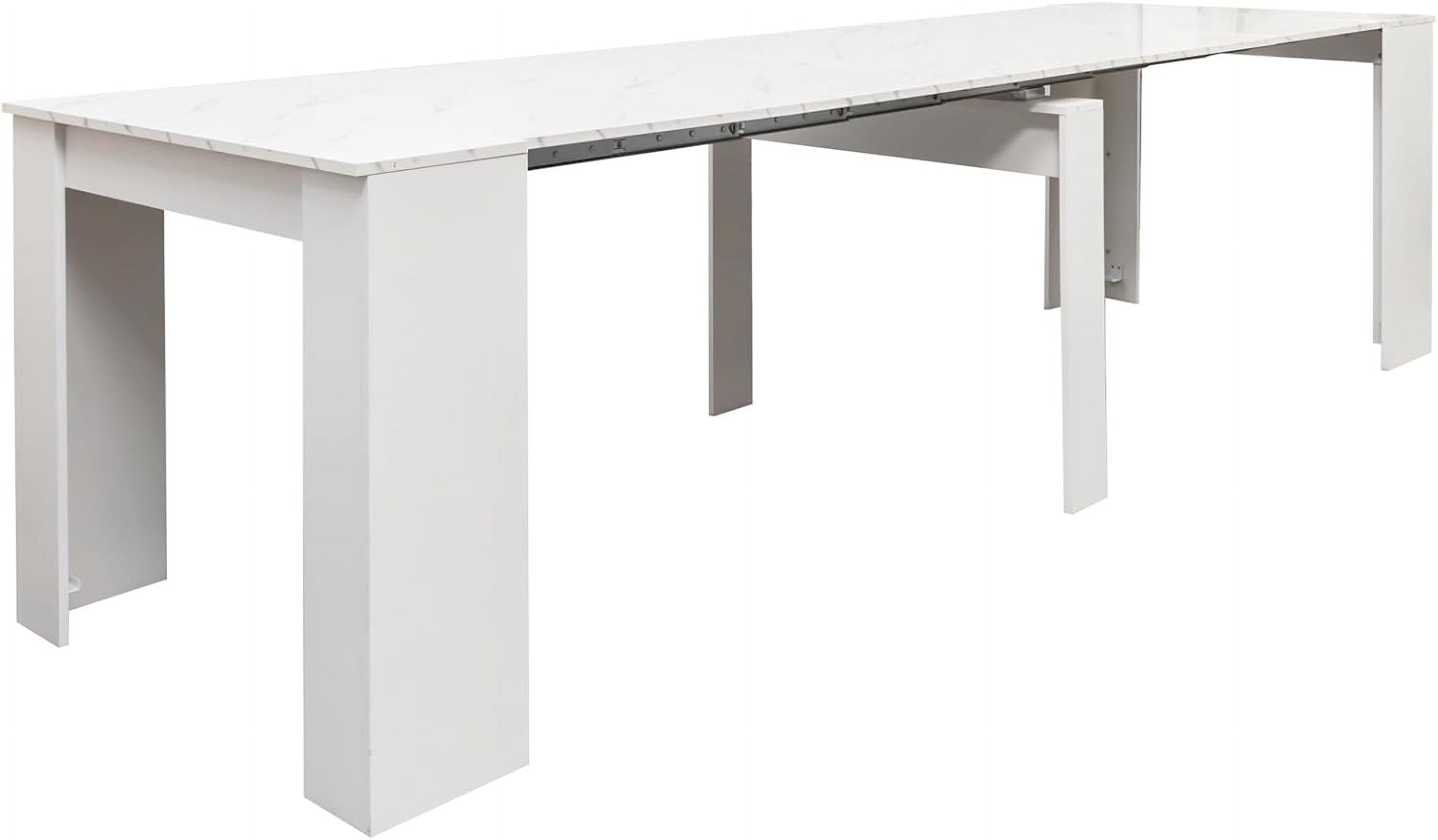 Rustic Wood Extendable Dining Room Table 118.11" Large Expandable Dining Tables for 6 8 10 12 People Industrial Extend Kitchen Table Space Saving for Family Gathering(White Marble)