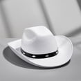 thumbnail image 5 of Western Cowboy Hat for Men Women Felt Wide Brim Cowgirl Hat with Strap, 5 of 5