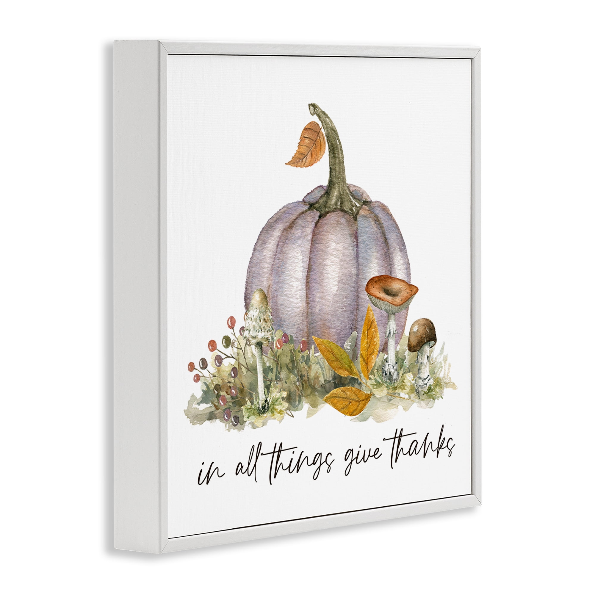 Stupell Industries Give Thanks Pumpkins Botanical & Floral Painting White Framed Art Prints Wall Art, 24 x 24