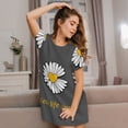 thumbnail image 3 of Vsdgher Chemise de Nuit à Manches Courtes pour Femmes Motif Marguerite Simple Col Rond Mignonne Robe de Nuit Confortable, 3 of 6