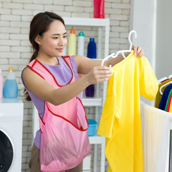 Homoyoyo 1Pcs Pink re Bib Apron for Women Men Home Use Laundry Drying