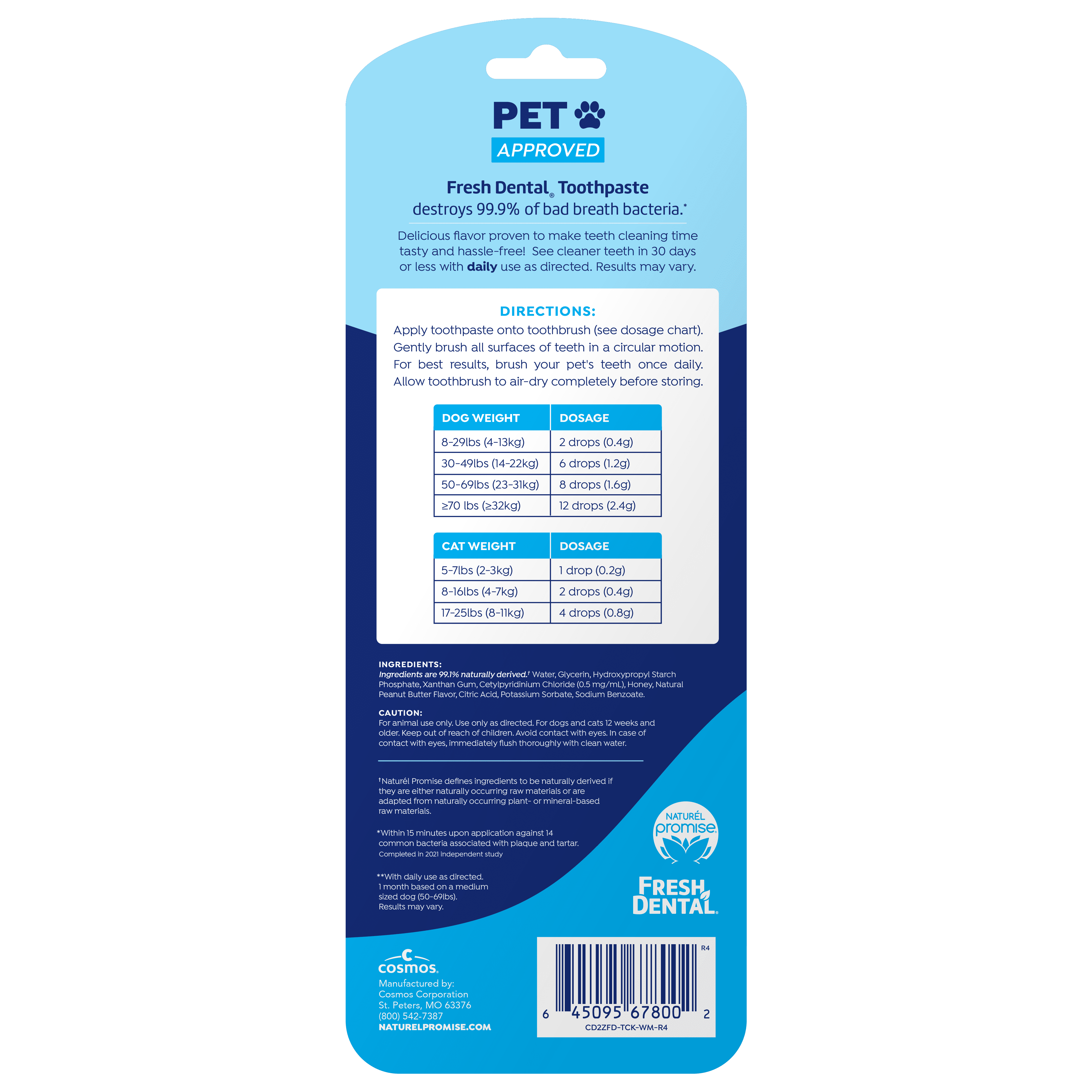(3 pack) Naturel Promise Fresh Dental Tooth Brushing Kit for Dogs & Cats, 2 oz Gel and Toothbrush