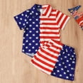 thumbnail image 2 of Zwiiyzr Toddler Kids Baby Boys Summer Clothes Trendy Independence Day Cute Short Sleeve Stripe Print Casual Shorts Set 1-5T Red, 2 of 9