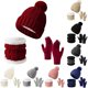 thumbnail image 1 of wonima44 Womens Winter Beanie Hat Scarf Gloves 3 In 1 Set Fleece Lined Beanie Pompom Hat Gloves Scarf for Cold Weather, 1 of 1