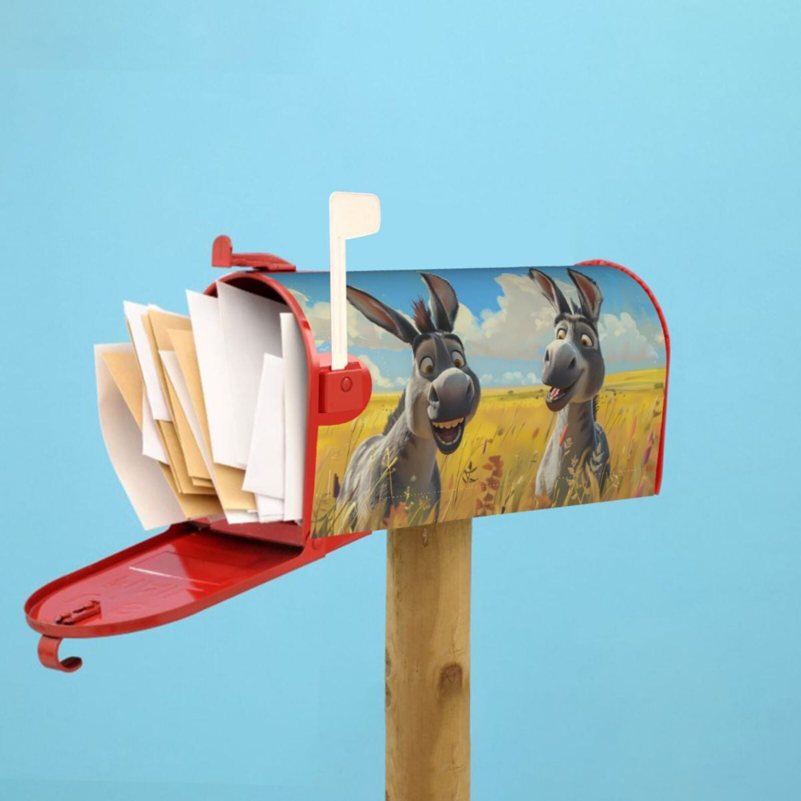 Rateoe Funny Countryside Donkey Printed Mailbox Covers - Easy to Install Fall, Winter, Spring, Summer Mailbox Cover - Weather and UV-Resistant Mailbox Decor - Mailbox Magnetic Covers-