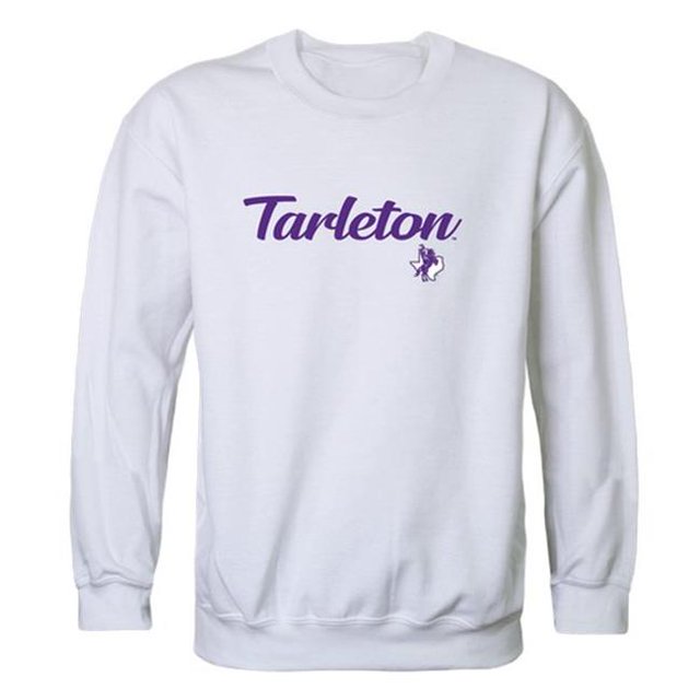 W Republic 556-389-WHT-01 Sweat-Shirt Homme Tarleton State Texans Script Crew, Blanc - Petit