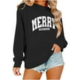 thumbnail image 3 of GigrtiJin Women Trendy Pullover Sweatshirt Christmas Letter Printed Crew Neck Long Sleeve Casual Blouse Trendy Ligtweight Tops, 3 of 6