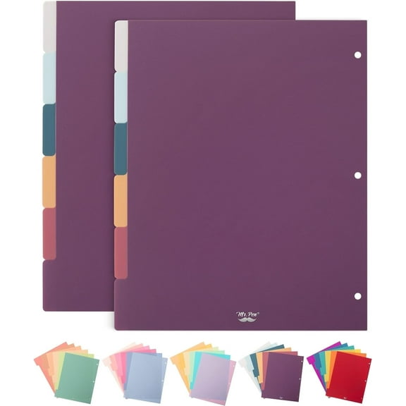 Mr. Pen- Binder Dividers, 6 Tab Dividers, Pack of 2 Sets (12 Dividers Total), Dividers, Plastic Dividers for 3 Ring Binder