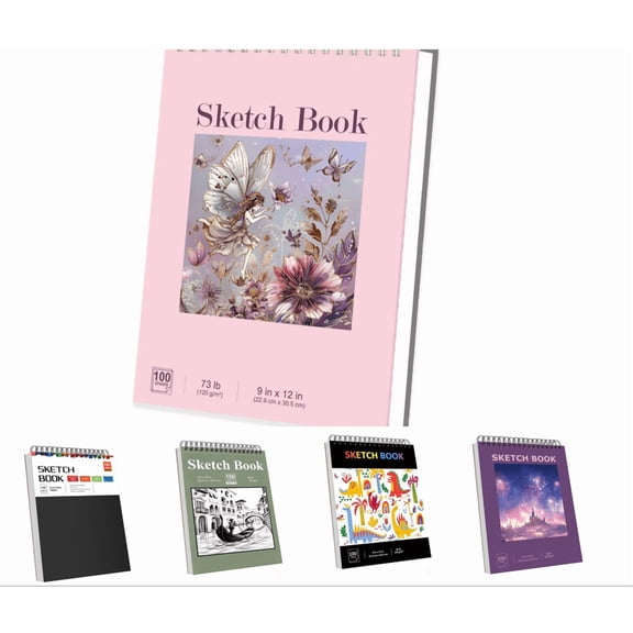 Sketch Books, 9" x 12" Inch Spiral Bound Mixed Media Sketchbook, Heavyweight Artist Sketch Pad for Sketching Drawing Pastel Acrylic Craft (D)