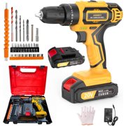 Cordless Drill with Battery and Charger, 20V Electric Power Drill with 3/8" Keyless Chuck, 25+3 Torque Settings & Impact Mode for Drilling, Screwdriving, and Home Improvement(1Battery)