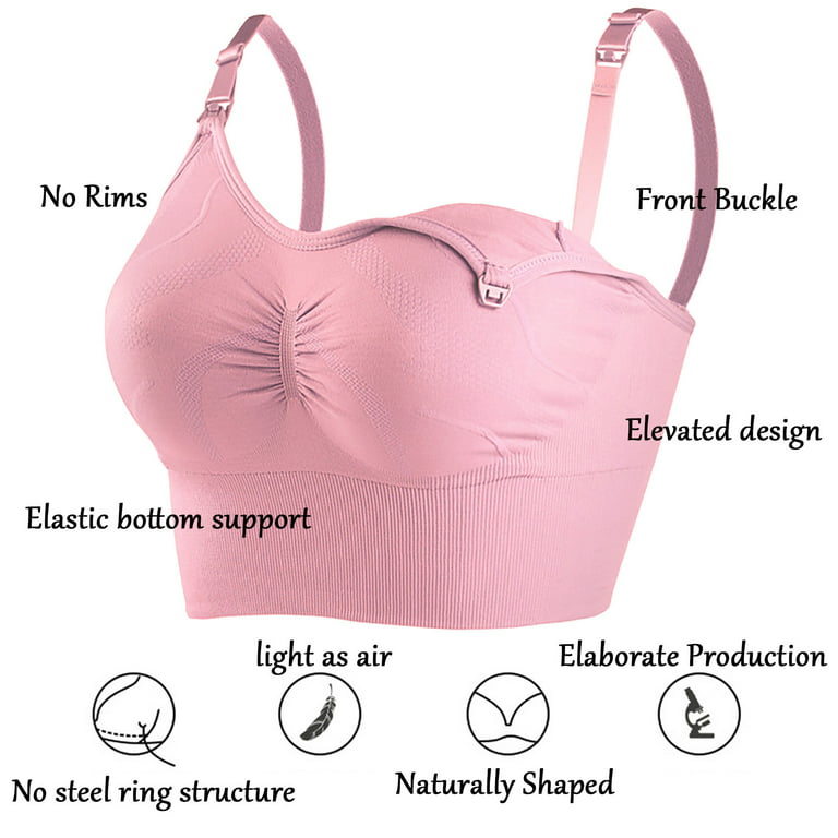 Zuwimk Bras For Women,Women's T-Shirts Modern Micro Seamfree Cami Strap  Bralette Pink,M 