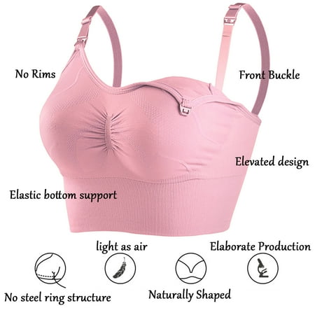 

PEASKJP Bras Women Lightweight Compression Wirefree High Support Bra for Women Plus Size Back Support Plus Size Lingerie for Women Pink L