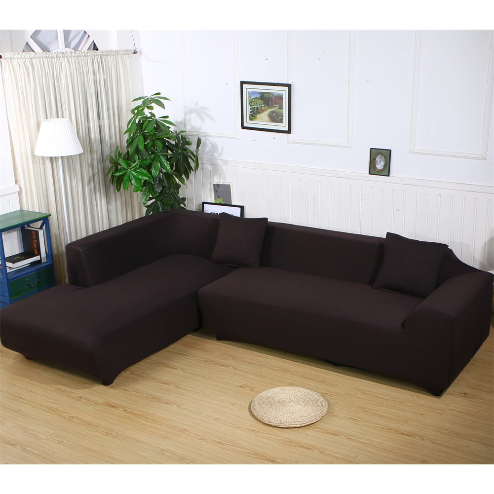 Wine TAOCOCO Water Resistance Sectional Couch Covers 2pcs L-Shaped Sofa Covers Stretch Sofa Slipcovers with 2pcs Pillowcases L-Type Polyester Fabric Softness Sofa Covers 3 Seats 3 Seats