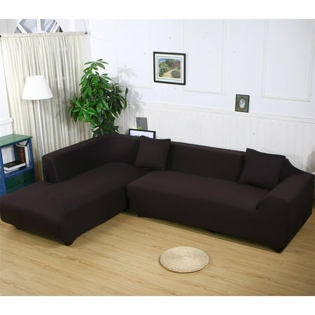 sofa sectional covers shape slipcovers fabric walmart stretch polyester 2pcs shaped couch couches furniture sectionals