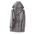 thumbnail image 3 of Chaqueta impermeable Naughtyhood para mujer con capucha, ligera, de manga larga, cortavientos, con cremallera, cordón ajustable y bolsillos, color gris, 3 of 6