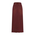 thumbnail image 4 of Aboser Denim Skirts for Women Full Length Jean Skirt Vintage High Waisted Streetwear Pull On Maxi Skirts A Line Frayed Hem Skirt, 4 of 6