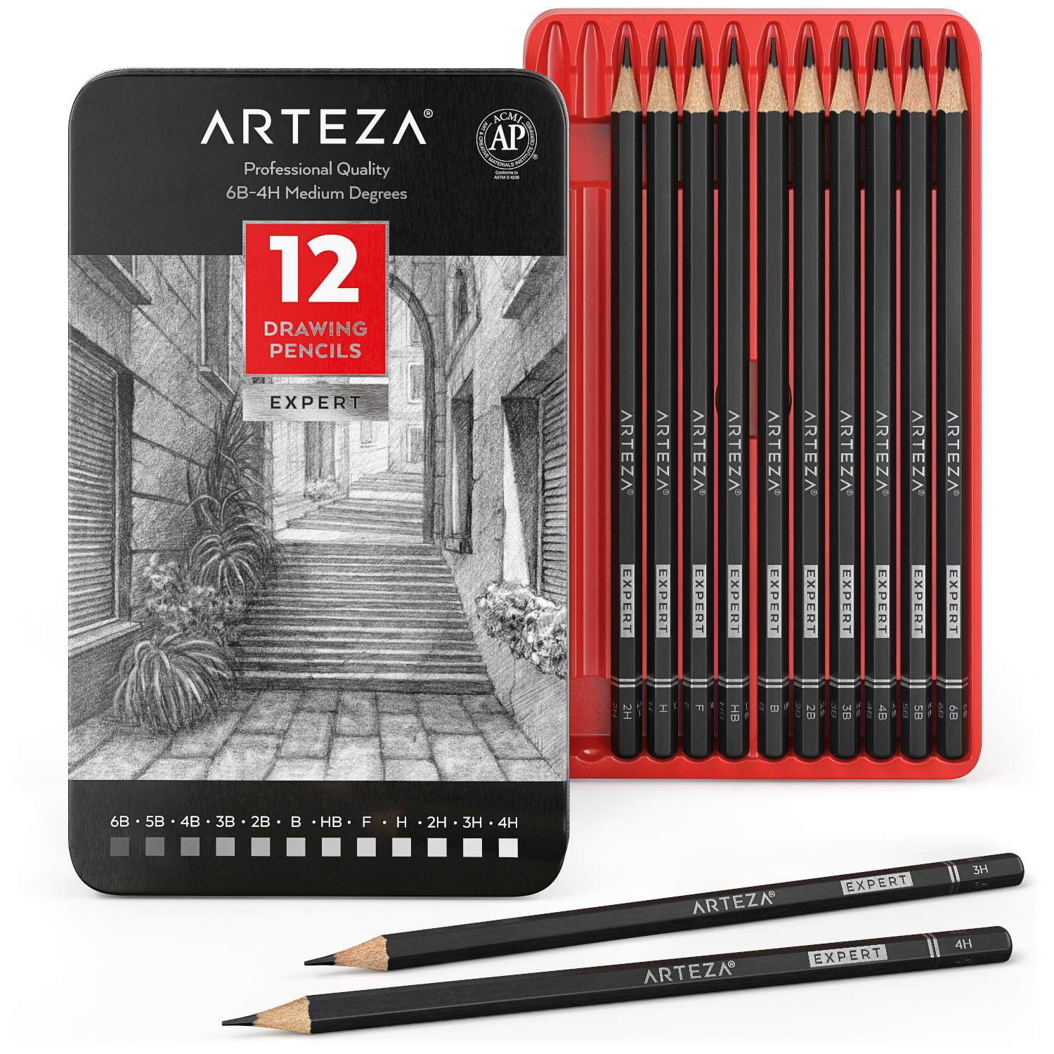 Arteza Professional Drawing Pencils Pack Of 12 Walmart Com Walmart Com