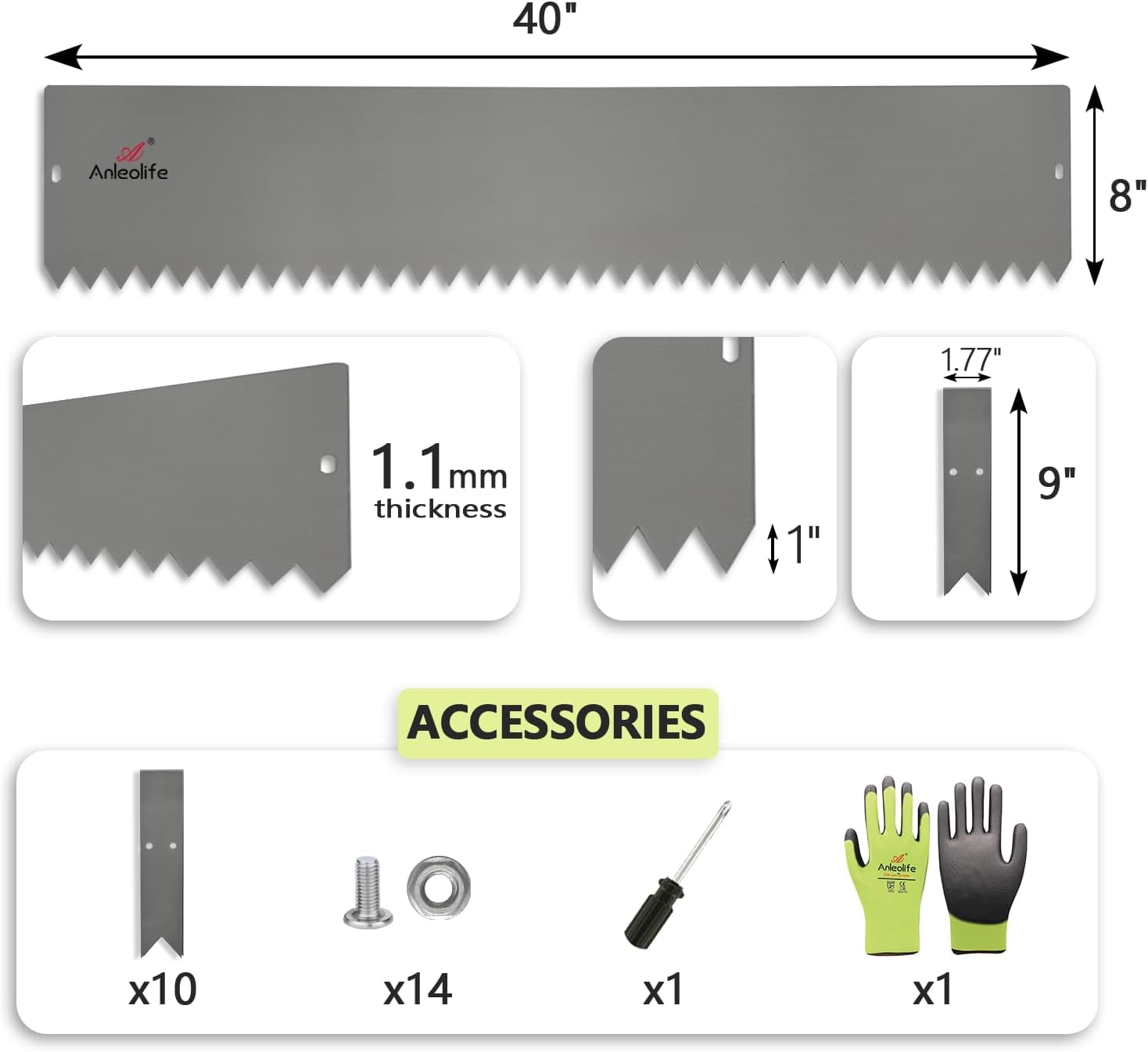 6 Pack Galvanized Steel Garden Landscape Edging, Lawn Border with Gloves and 10 Stakes (20FT Total) (8 inch tall, Quartz Grey)…