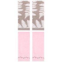 Unique Bargains 4 Pcs Soft Decorative Hand Towels 13 x 29 Inch Brown/Pink