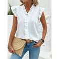 thumbnail image 4 of Women'S Blouses Dressy Boho Casual Ruffle Short Sleeve Tops Business Outfits Ladies Summer Trendy Work Shirts White M, 4 of 8