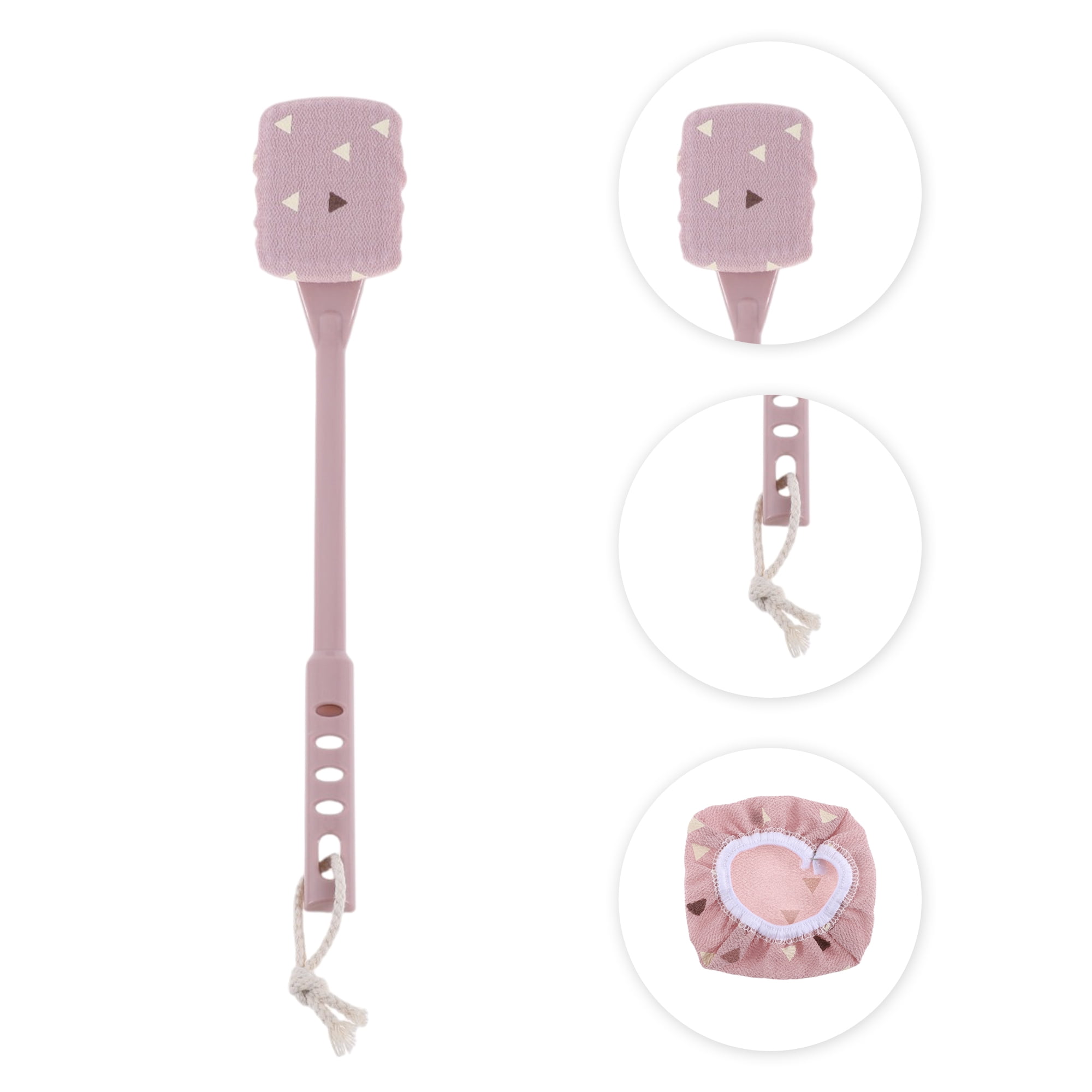 Unique Bargains Long Handle Bath Brush 15.74"x2.75"x1.18" 1 Set Pink Fine Sand