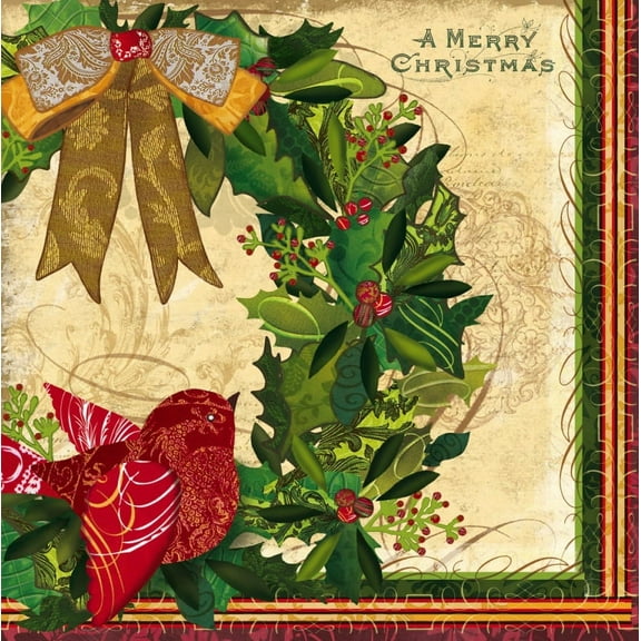 Evergreen Luncheon Napkin, Boughs of Holly