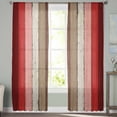 thumbnail image 2 of Red Pink Semi Sheer Curtains 108 Inch Length 2 Panels Set, Farmhouse Wood Grain Vintage Brown Striped Sheer Kitchen Curtain Privacy Voile Window Curtain for Living Room Bedroom Rod Pocket Drapes, 2 of 7
