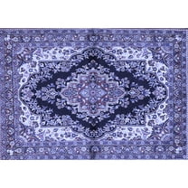 Ahgly Company Indoor Rectangle Medallion Blue Traditional Area Rugs, 5' x 7'