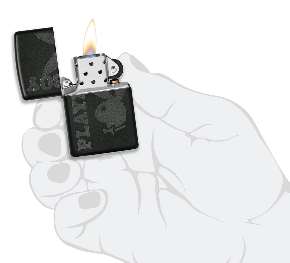Zippo Playboy Black on Black Matte Pocket Lighter