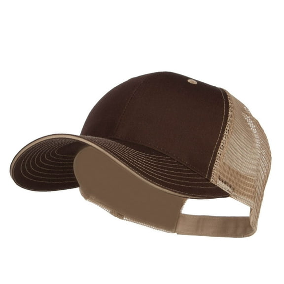 Big Size Garment Washed Cotton Twill Mesh Cap - Brown Beige XL-3XL