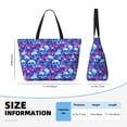 thumbnail image 2 of Yiaed blue Skull purple flower Print Large Capacity Beach Travel Bag - Waterproof Zipper Vacation Tote for Sandproof Storage, and Camping, 2 of 5