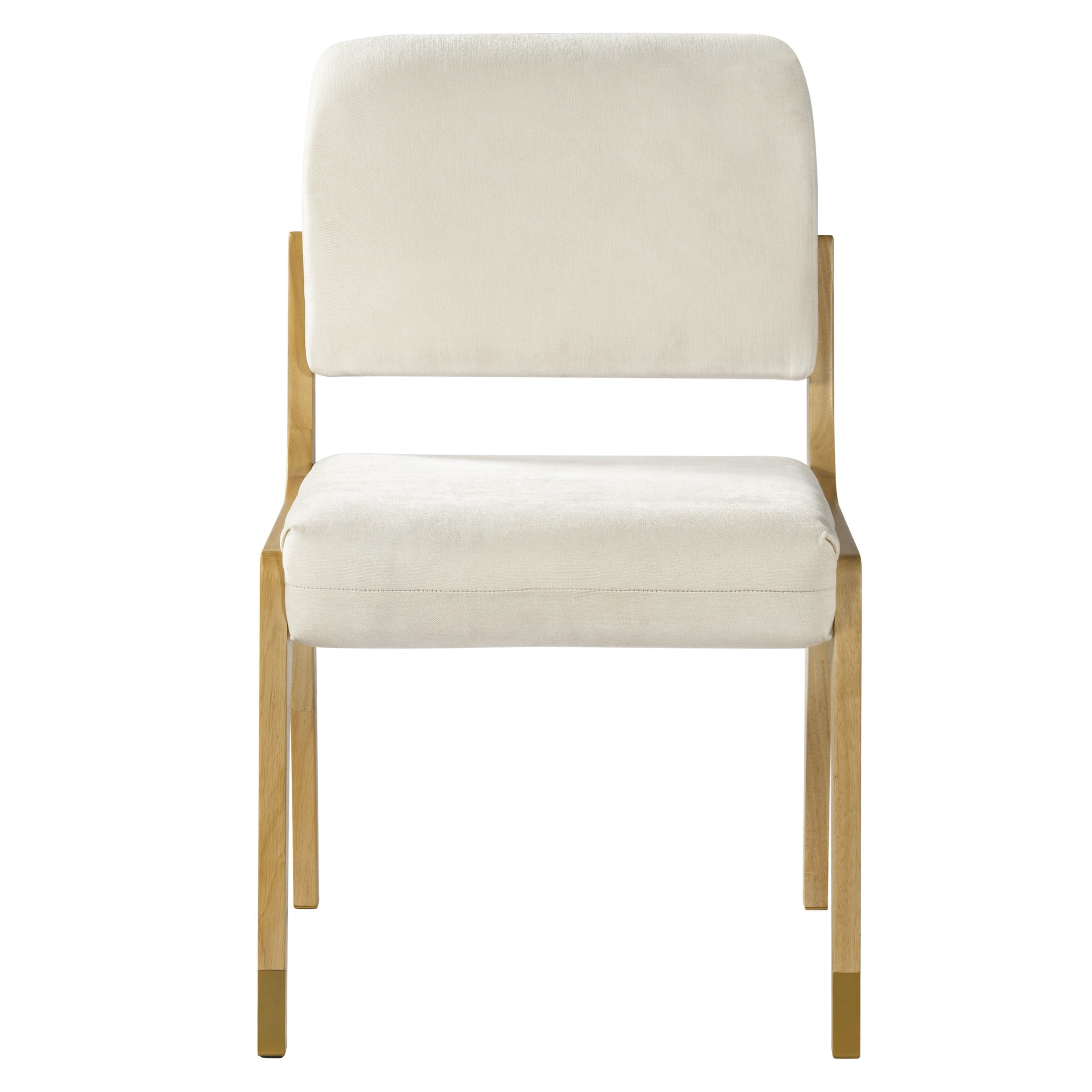 Christopher Knight Home Mid-Century Upholstered Dining Chairs, Solid Wood Frame, Natural+Beige, Set of 2